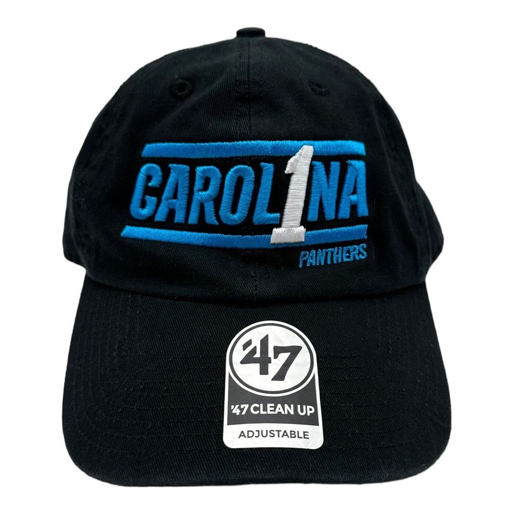 NWT 47 Brand Clean Up Carolina Panthers NFL Adjustable Strapback Hat Cap‎ Black